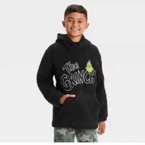 New The Grinch Boys' Pullover black Hoodie with Long Sleeves, Size youth small S